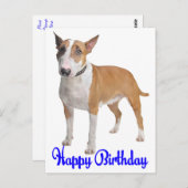 ハッピーバースデーブルテリアパピードッグ ポストカード (正面/裏面)