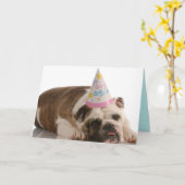 ハッピーバースデーブルドッグカード カード (黄色い花)