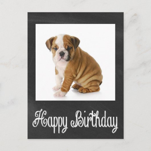 ハッピーバースデーブルドッグパピーシャルボードポストカード ポストカード (正面)