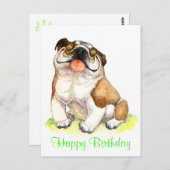 ハッピーバースデーブルドッグパピー挨拶はがき ポストカード (正面/裏面)