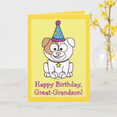 ハッピーバースデーブルドッグ素晴らし: – 孫 カード (黄色い花)
