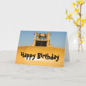ハッピーバースデーブルドーザー カード (黄色い花)