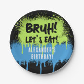 ハッピーバースデーブルボーイ10代の若者10代のボーイ ペーパープレート (正面)