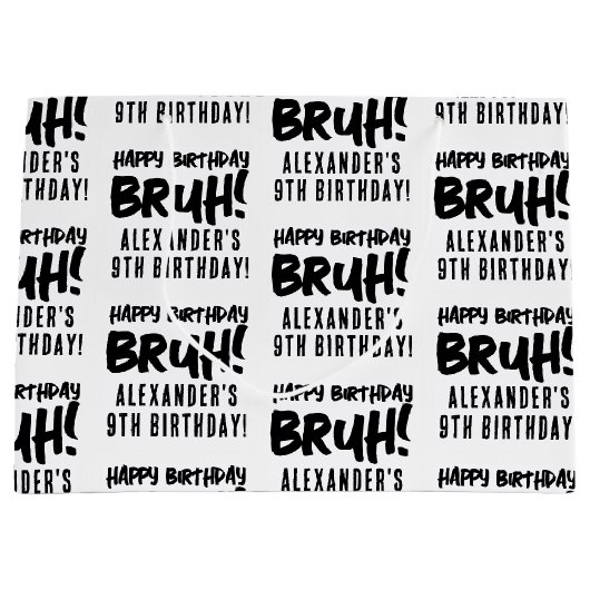 ハッピーバースデーブルボーイ10代の若者10代のボーイ ラージペーパーバッグ (正面)