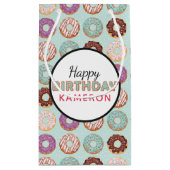 ハッピーバースデーブルーアイドナツパターン(名前) スモールペーパーバッグ (裏面)