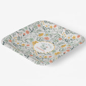 ハッピーバースデーブルーイエローフラワーズ名 ペーパープレート (傾斜あり)