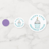 ハッピーバースデーブルーカップケーキスプリンクルつや消し コンフェッティ (裏面)