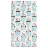 ハッピーバースデーブルーカップケーキスプリンクルつや消し スモールペーパーバッグ (正面)