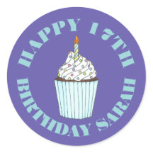 ハッピーバースデーブルーカップケーキスプリンクルつや消し