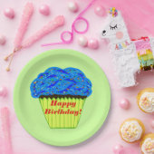 ハッピーバースデーブルーカップケーキ紙プレート ペーパープレート (パーティー)