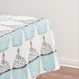 ハッピーバースデーブルーケーキカップケーキキャンドルふりかけ テーブルクロス