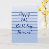 ハッピーバースデーブルーストライプの折り畳みグリーティングカード カード (黄色い花)