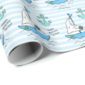 ハッピーバースデーブルーセーリングボート ラッピングペーパー (ロールコーナー)