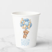 ハッピーバースデーブルーテディバルーンボーイ 紙コップ (正面)