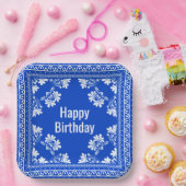 ハッピーバースデーブルーバンダナ ペーパープレート (パーティー)