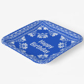 ハッピーバースデーブルーバンダナ ペーパープレート (傾斜あり)