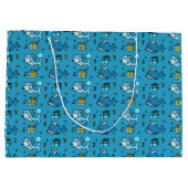 ハッピーバースデーブルーパーソナライズされたベビーシャーク ラージペーパーバッグ (裏面)