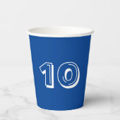 ハッピーバースデーブルー白名前をカスタムする番号 紙コップ (裏面)