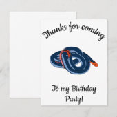 ハッピーバースデーブルー長い腺を持つコーラルヘビ サンキューカード (正面/裏面)