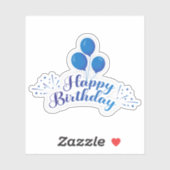 ハッピーバースデーブルー風船シール シール (シート)