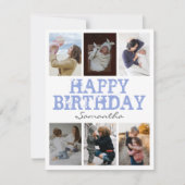 ハッピーバースデーブルー6フォトコラージグリーティングカード (正面)