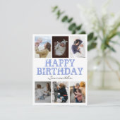 ハッピーバースデーブルー6フォトコラージグリーティングカード (スタンド正面)