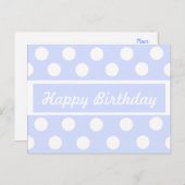 ハッピーバースデーブルー&ホワイト水玉模様ポストカード ポストカード (正面/裏面)