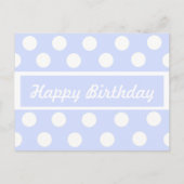 ハッピーバースデーブルー&ホワイト水玉模様ポストカード ポストカード (正面)