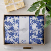 ハッピーバースデーブルーAzureフローラルパターン 薄葉紙 (ギフト)