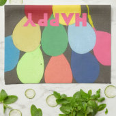 ハッピーバースデーブロアートプリント キッチンタオル (折り畳み)