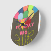 ハッピーバースデーブロアートプリント ラウンド壁時計 (傾斜)