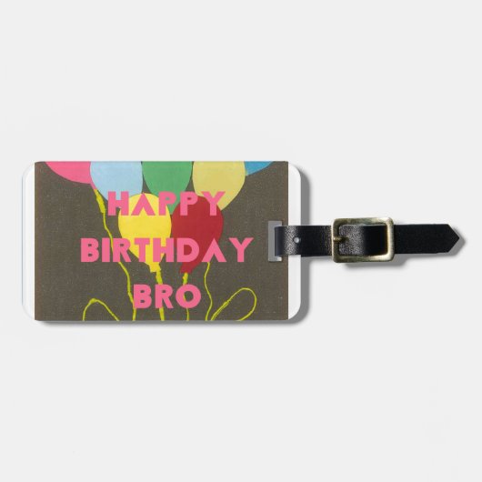 ハッピーバースデーブロアートプリント ラゲッジタグ (正面横)