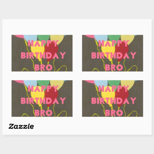 ハッピーバースデーブロアートプリント 長方形シール (シート)