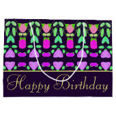 ハッピーバースデープラムパープルパターン（の模様が）ある抱き枕 ラージペーパーバッグ (裏面)