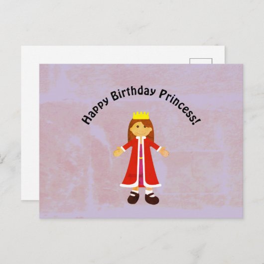 ハッピーバースデープリンセスかわいい漫画プリンセス人形 ポストカード (正面/裏面)