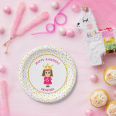 ハッピーバースデープリンセスと金ゴールド紙吹雪 ペーパープレート (パーティー)