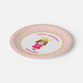 ハッピーバースデープリンセスと金ゴールド紙吹雪 ペーパープレート (アングル)