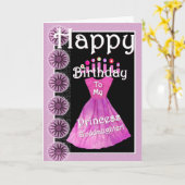 ハッピーバースデープリンセスゴドードルピンクドレス カード (黄色い花)