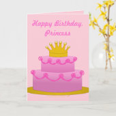 ハッピーバースデープリンセスピンクケーキ（クラウンカード付） カード (黄色い花)