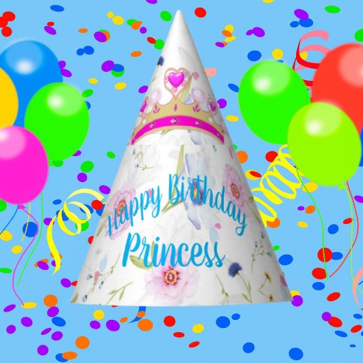 ハッピーバースデープリンセス紙パーティー帽子 パーティーハット
