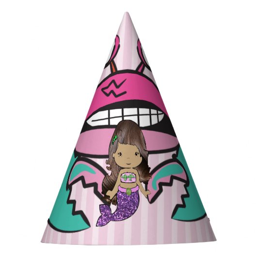 ハッピーバースデープルプレマーメイド誕生日ハット パーティーハット (正面)