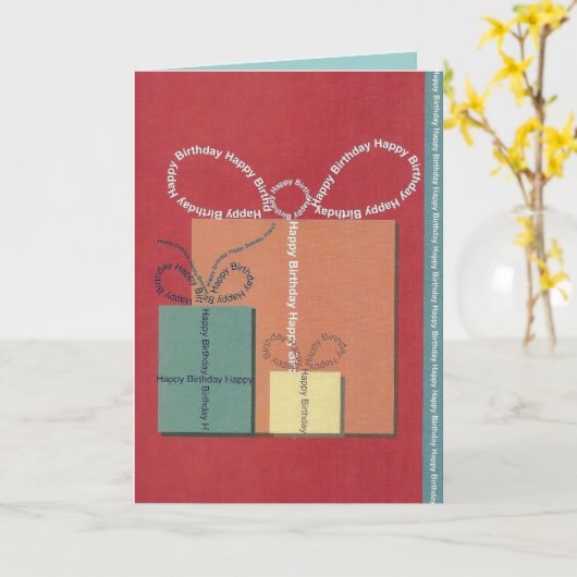 ハッピーバースデープレゼント弓 カード (黄色い花)