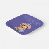 ハッピーバースデープードルとパーティーハット&ビディーケーキ ペーパープレート (傾斜あり)