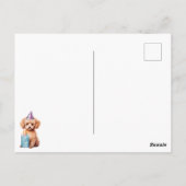 ハッピーバースデープードルとパーティーハット&ビディーケーキ ポストカード (裏面)