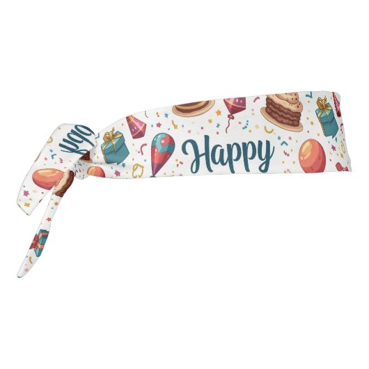 ハッピーバースデーヘアタイと風船とケーキ タイヘッドバンド (回転270)