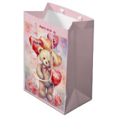 ハッピーバースデーベアの名前と年齢 ミディアムペーパーバッグ (正面アングル)