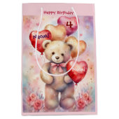 ハッピーバースデーベアの名前と年齢 ミディアムペーパーバッグ (正面)