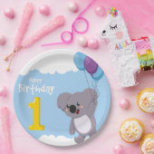 ハッピーバースデーベア ペーパープレート (パーティー)