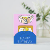 ハッピーバースデーベッドルームファンタジーユーモア ポストカード (スタンド正面)