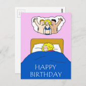 ハッピーバースデーベッドルームファンタジーユーモア ポストカード (正面/裏面)